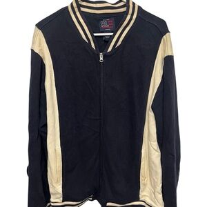 Vintage Ralph Lauren Blue Embroidered POLO Jeans Sweater Full Zip Cardigan XL